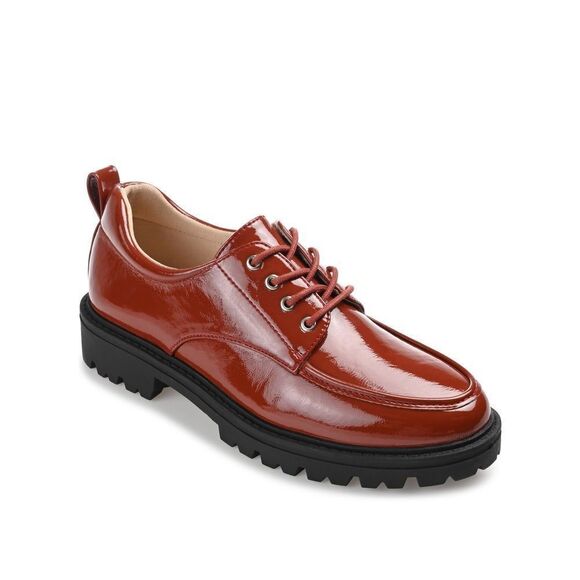 ZINA OXFORD LOAFER FLATS IN PATENT - Picture 1 of 5
